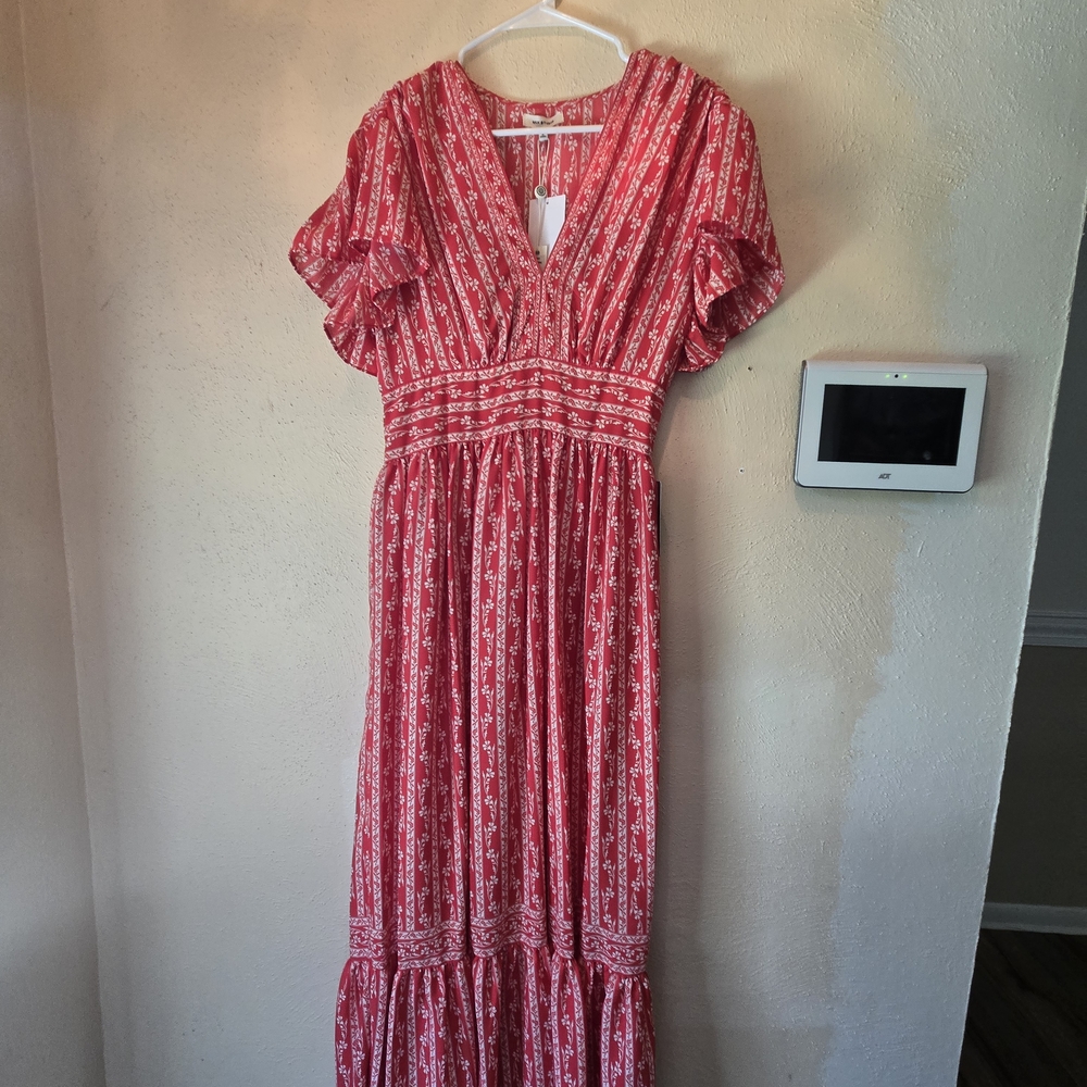 Max Studio Red Patterned Maxi Dress